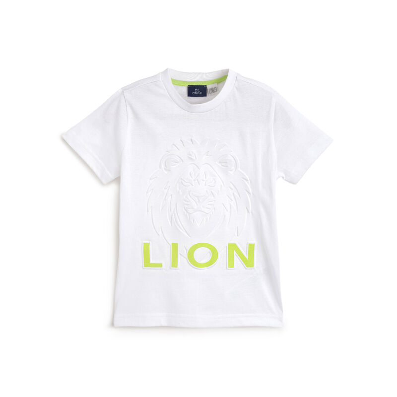 Boys White Neon Printed Short Sleeve T-Shirt image number 0